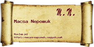 Macsa Nepomuk névjegykártya
